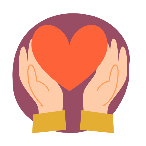 Cartoon hand holding a love heart